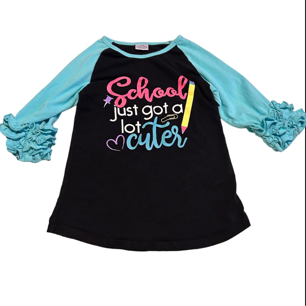 Boutique first day of school ruffle raglan tee size 2XL 5-6